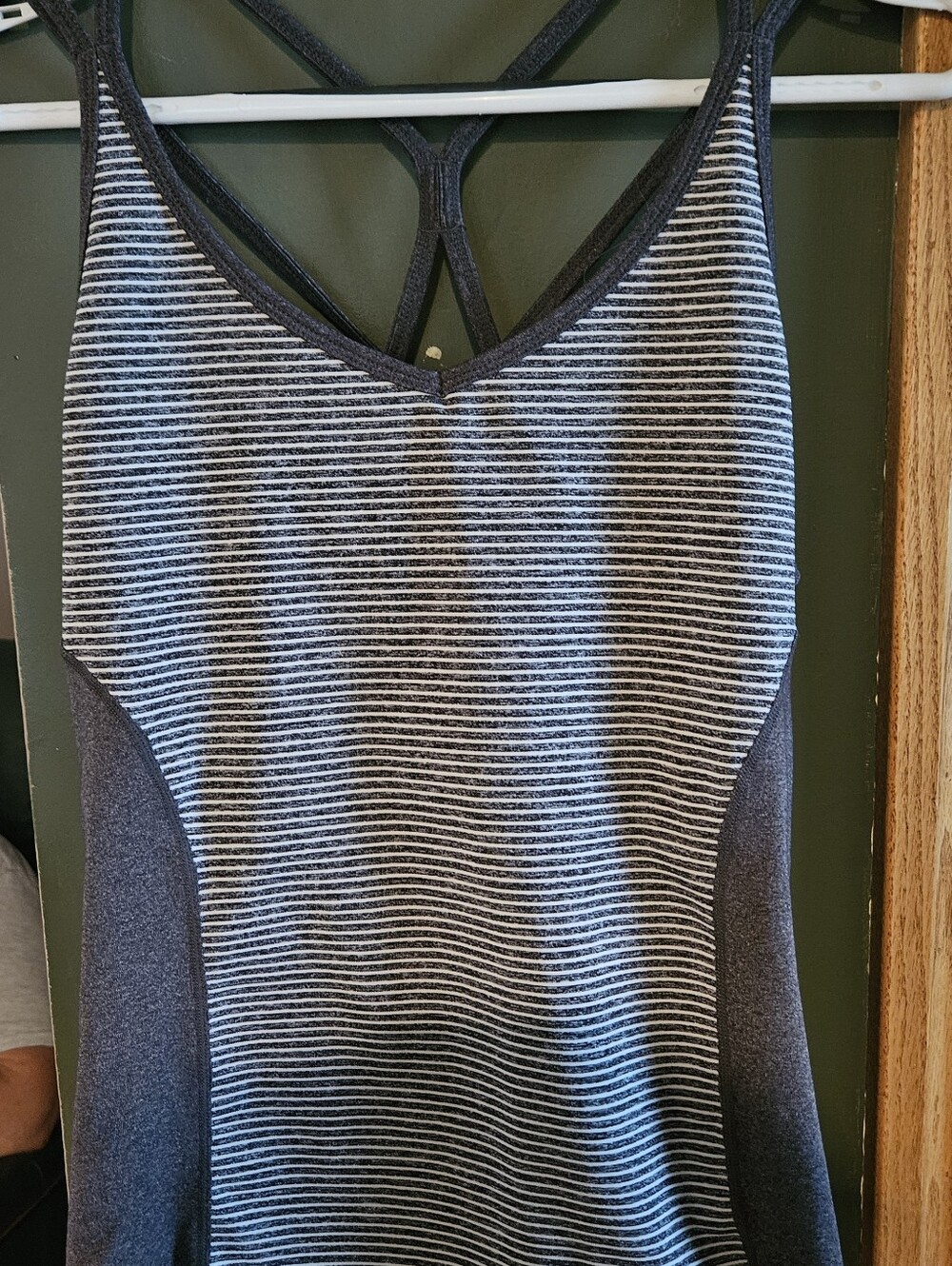 Tuff Athletics Striped Gray & White Tank Top